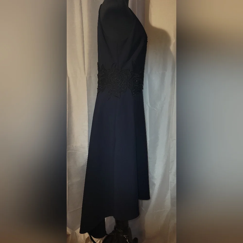 AIDAN MATTOX navy blue high low dress - Picture 4 of 6